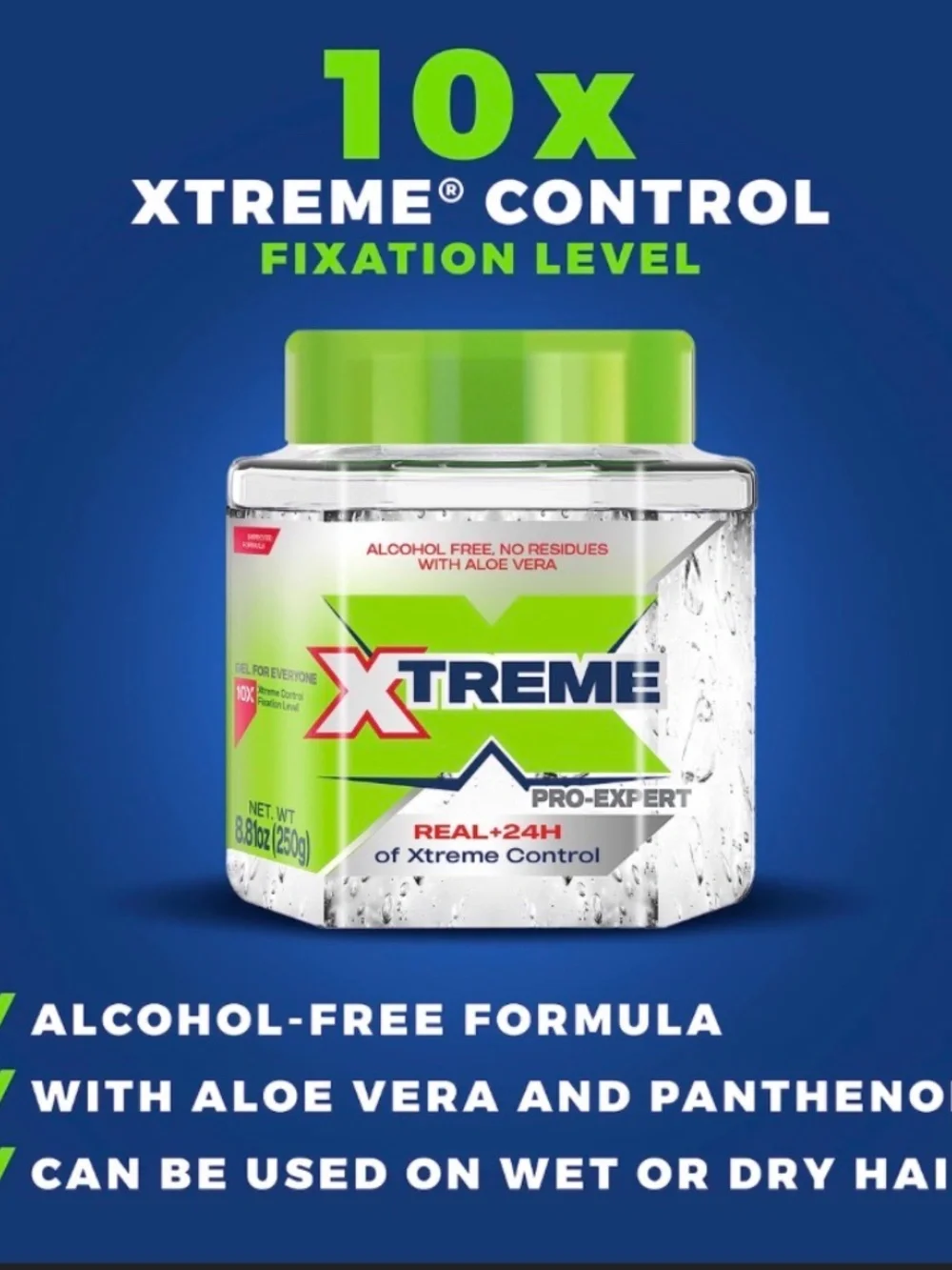 Xtreme Black Performance Hair Gel Real + 48H of Xtreme Control 8.81 Oz